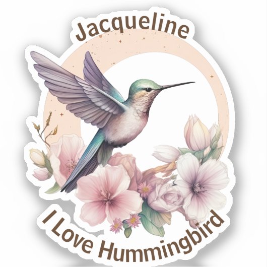 Creëer Uw Eigen Waterverf Hummingbird Aangepaste N Sticker (Voorkant)