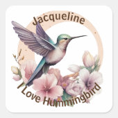 Creëer Uw Eigen Waterverf Hummingbird Aangepaste N Vierkante Sticker (Voorkant)