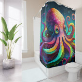 Creëer Uw Eigen Waterverf Schattige Zee Octopus Fo Douchegordijn