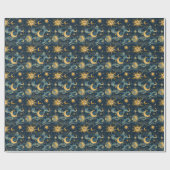 Creëer Uw eigen weemoedige zon & maan hemellichaam Cadeaupapier (Vlak)