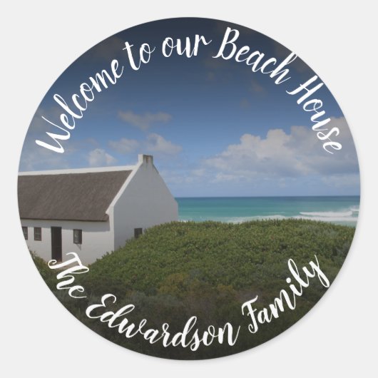 Creëer uw eigen "Welkom bij Beach House" familie Ronde Sticker (Voorkant)