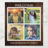 Creëer uw eigen Welkom familie foto collage Wijn Etiket (Enkel label)