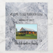 Creëer Uw eigen welkom in Mountain Lodge familie Wijn Etiket (Enkel label)