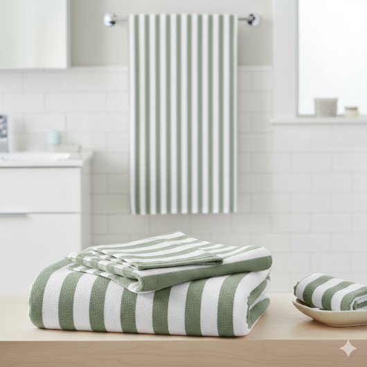 Creëer uw eigen wijze groen wit gestreept patroon bad handdoek