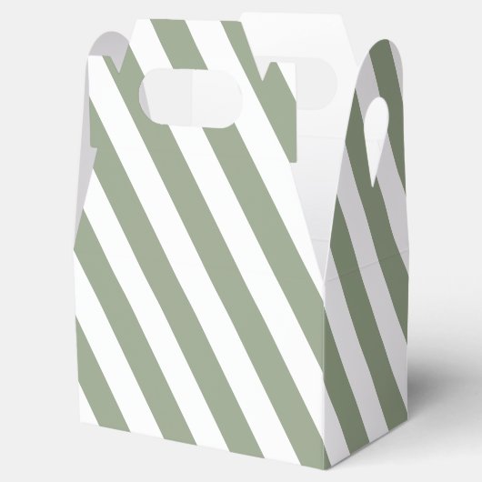 Creëer uw eigen wijze groen wit gestreept patroon bedankdoosjes (Geopend)