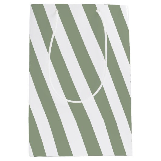 Creëer uw eigen wijze groen wit gestreept patroon medium cadeauzakje (Voorkant)