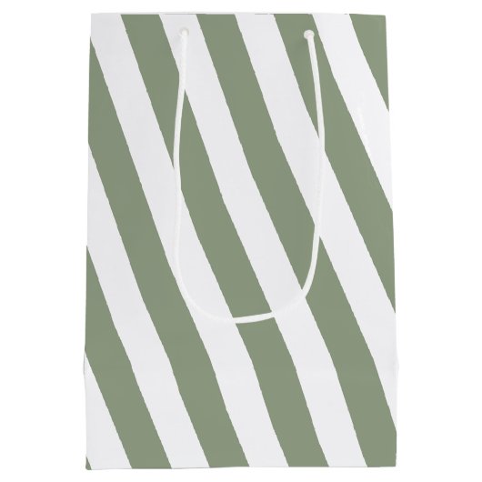Creëer uw eigen wijze groen wit gestreept patroon medium cadeauzakje (Achterkant)