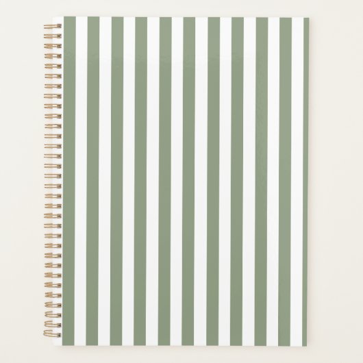 Creëer uw eigen wijze groen wit gestreept patroon planner (Voorkant)