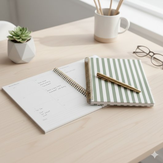 Creëer uw eigen wijze groen wit gestreept patroon planner