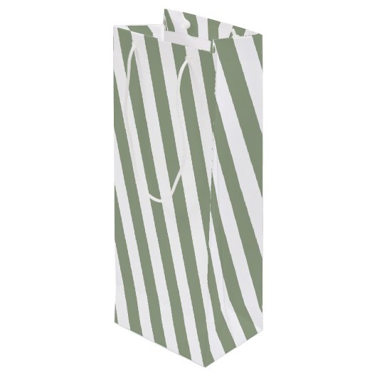 Creëer uw eigen wijze groen wit gestreept patroon wijn cadeautas (Achterkant Gekanteld)