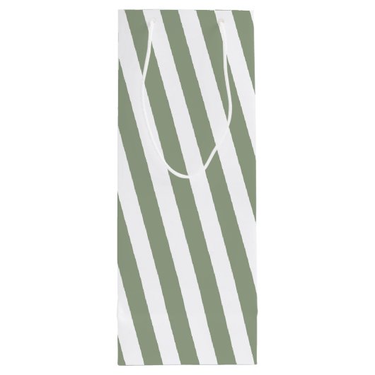 Creëer uw eigen wijze groen wit gestreept patroon wijn cadeautas (Achterkant)
