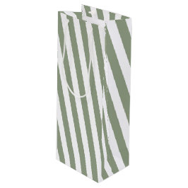 Creëer uw eigen wijze groen wit gestreept patroon wijn cadeautas