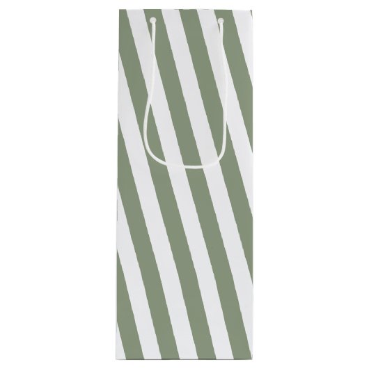 Creëer uw eigen wijze groen wit gestreept patroon wijn cadeautas (Voorkant)