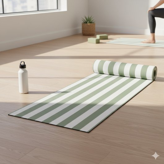 Creëer uw eigen wijze groen wit gestreept patroon yogamat