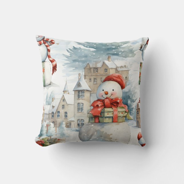 Creëer uw eigen winterse sneeuwpoppen kussen (Voorkant)