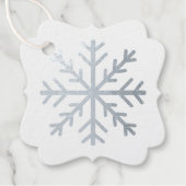 Creëer uw eigen winterse zilverfolie sneeuwvlok bedankjes labels (Voorkant)