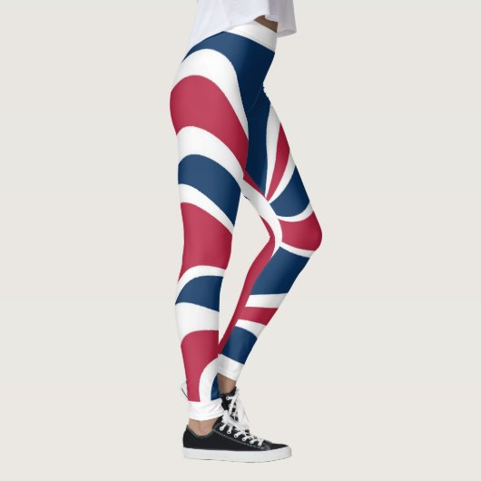 Creëer uw eigen wit rood blauw ontwerp leggings (Rechts)