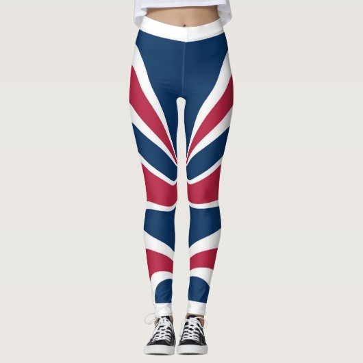 Creëer uw eigen wit rood blauw ontwerp leggings (Voorkant)
