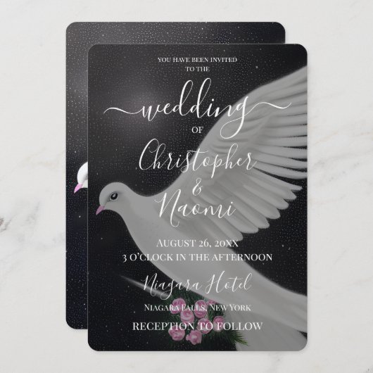 Creëer uw eigen witte bruidsduif met bloemen kaart (Voorkant / Achterkant)