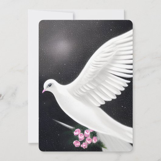 Creëer uw eigen witte bruidsduif met bloemen kaart (Achterkant)