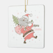 Creëer Uw eigen witte Gekke Kerstman Keramisch Ornament (Links)