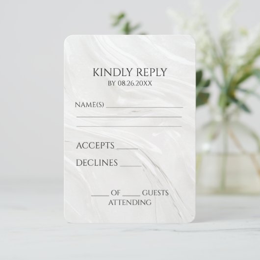 Creëer uw eigen  witte pareltextuur RSVP kaartje (Staand voorkant)