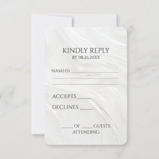 Creëer uw eigen  witte pareltextuur RSVP kaartje (Voorkant)