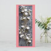 Creëer Uw Eigen Witte Rozen Grijs Bladwijzer Kaart (Staand voorkant)