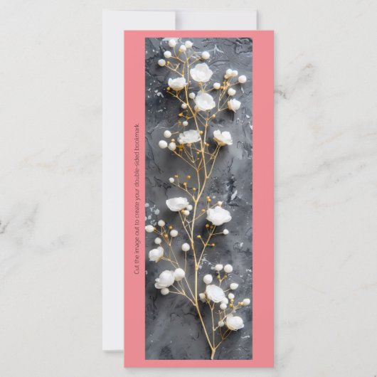 Creëer Uw Eigen Witte Rozen Grijs Bladwijzer Kaart (Voorkant)