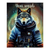 Creëer Uw eigen wolf in de ruimte astronaut Perfect Poster (Voorkant)
