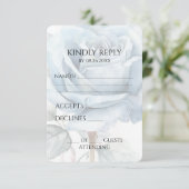 Creëer uw eigen zacht blauw Waterverf Roos RSVP Kaartje (Staand voorkant)