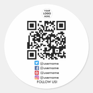 Creëer Uw eigen zakelijke sociale media QR-code Ronde Sticker