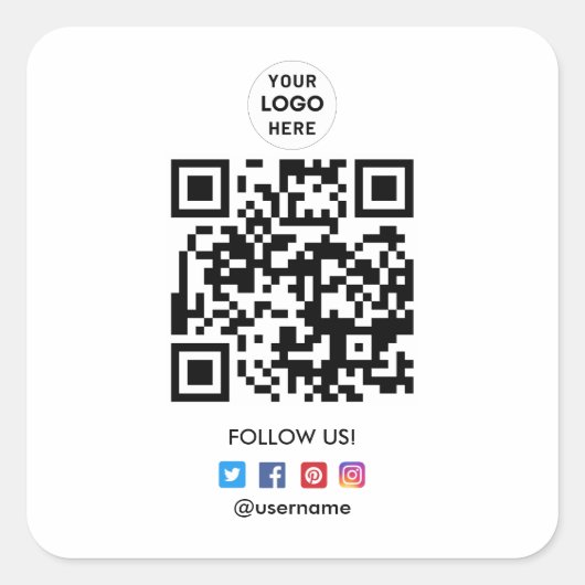 Creëer Uw eigen zakelijke sociale media QR-code Vierkante Sticker (Voorkant)