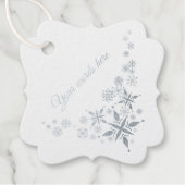 Creëer uw eigen  zilveren sneeuwvlokken bedankjes labels (Voorkant)