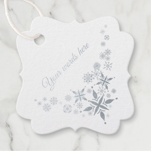 Creëer uw eigen zilveren sneeuwvlokken bedankjes labels (Voorkant)