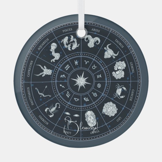 Creëer Uw eigen Zodiac Wheel Glas Ornament (Voorkant)