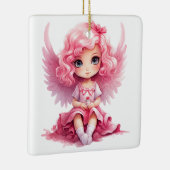 Creëer Uw eigen zoete roze kerstengel Keramisch Ornament (Rechts)