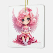 Creëer Uw eigen zoete roze kerstengel Keramisch Ornament (Links)