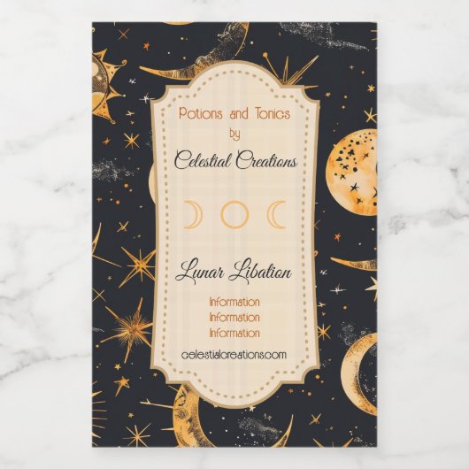 Creëer Uw eigen Zon Maan Sterren Celestial Wijn Etiket (Enkel label)
