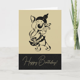Creëer Uw Eigen Zwart & Goud Ganesh Fluit Feestdagen Kaart