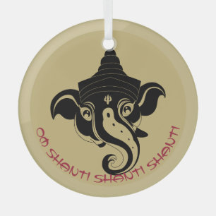 Creëer Uw Eigen Zwart & Goud Ganesh Glas Ornament