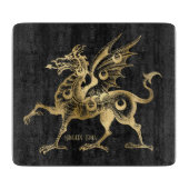 Creëer Uw Eigen Zwart & Gouden Gotische Draak Snijplank (Voorkant)