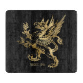 Creëer Uw Eigen Zwart & Gouden Gotische Griffin Snijplank (Voorkant)