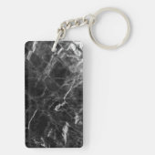 Creëer Uw Eigen Zwart Marmeren Monogram Rechthoek Sleutelhanger (achterkant)