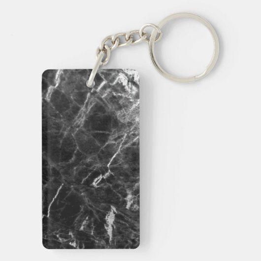 Creëer Uw Eigen Zwart Marmeren Monogram Rechthoek Sleutelhanger (achterkant)