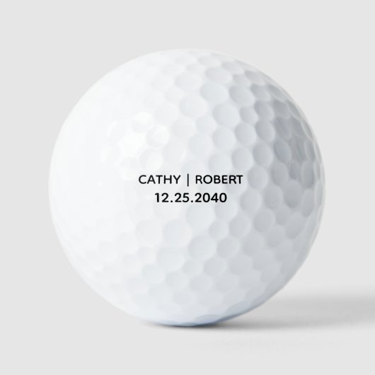 Creëer uw eigen zwart-wit bruiloft gepersonaliseer golfballen (Voorkant)