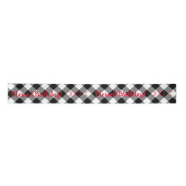 Creëer Uw eigen zwart-wit Gingham Satijnen Lint