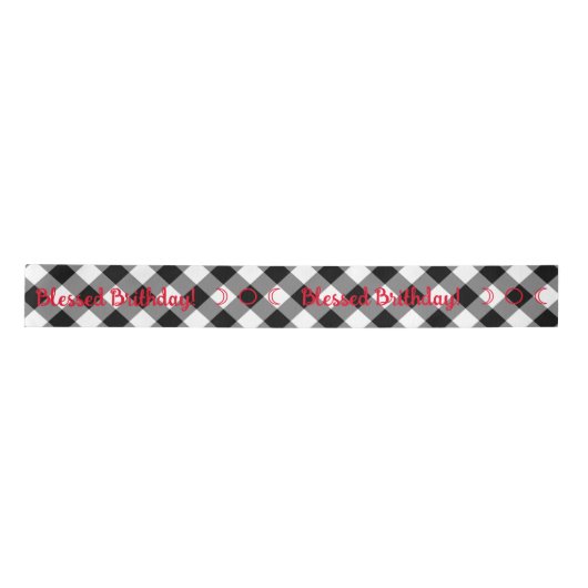 Creëer Uw eigen zwart-wit Gingham Satijnen Lint (Voorkant)