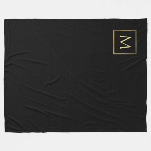 Creëer Uw eigen zwart-witmonogram en gouden elegan Fleece Deken (Voorkant (Horizontaal))