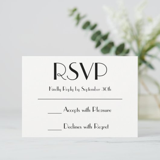 Creëer Uw eigen zwarte en witte RSVP (Staand voorkant)